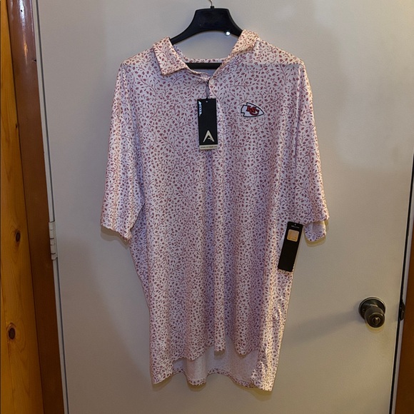 Antigua KC Chiefs White and Red Floral Polo Shirt 2XL - Picture 1 of 7
